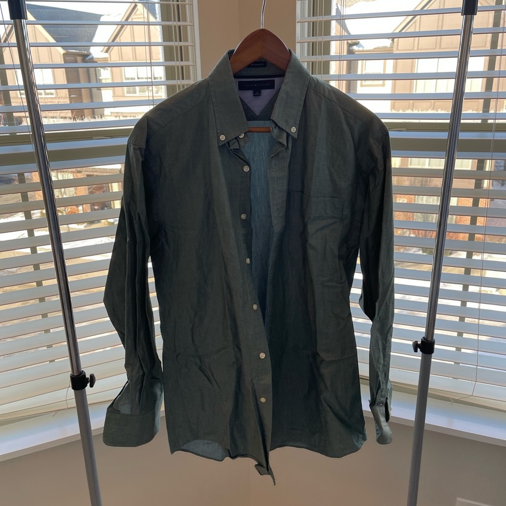 Green Tommy Hilfiger Long-Sleeve Dress Shirt